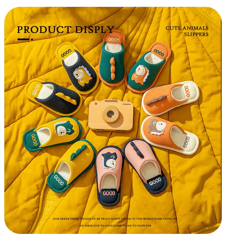 Children's cotton slippers for boys and girls indoor and outdoor home soft bottom non-slip for large children cute cartoon warm slippers — feature 11