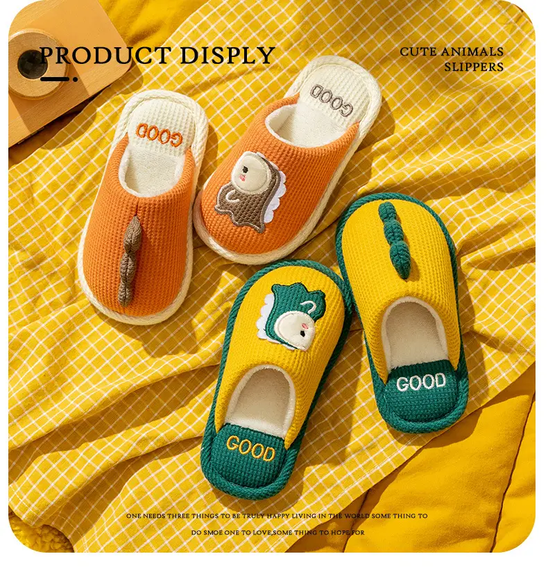 Children's cotton slippers for boys and girls indoor and outdoor home soft bottom non-slip for large children cute cartoon warm slippers — feature 9