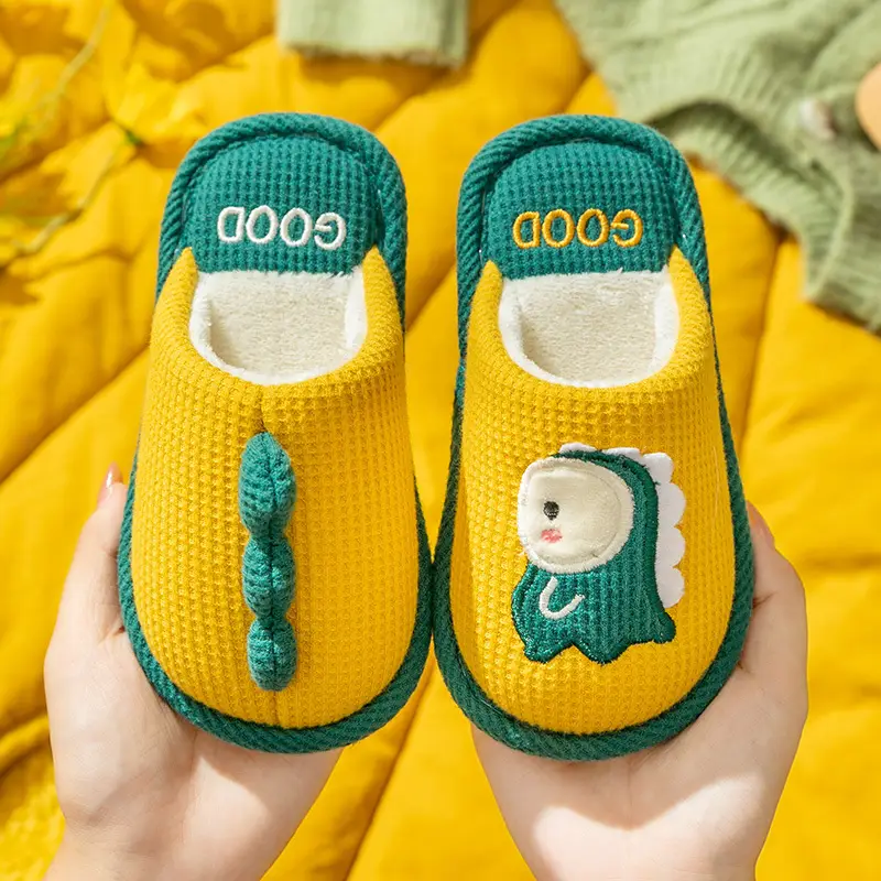 Children's cotton slippers for boys and girls indoor and outdoor home soft bottom non-slip for large children cute cartoon warm slippers