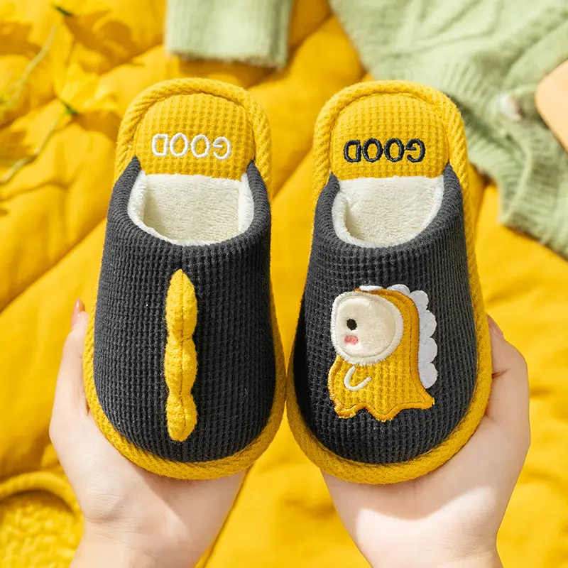Children's cotton slippers for boys and girls indoor and outdoor home soft bottom non-slip for large children cute cartoon warm slippers
