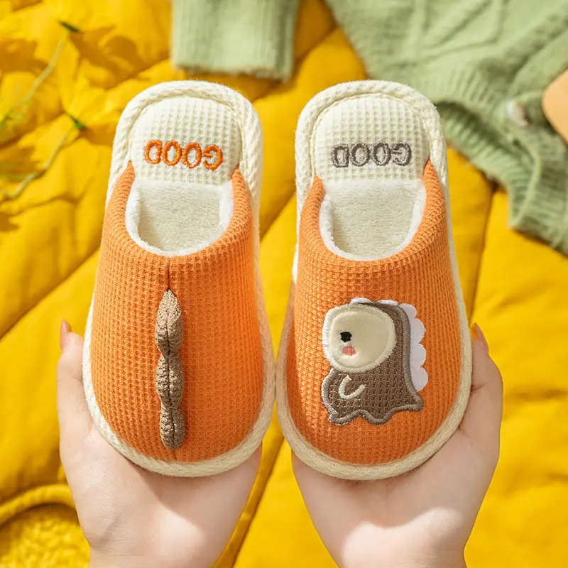Children's cotton slippers for boys and girls indoor and outdoor home soft bottom non-slip for large children cute cartoon warm slippers