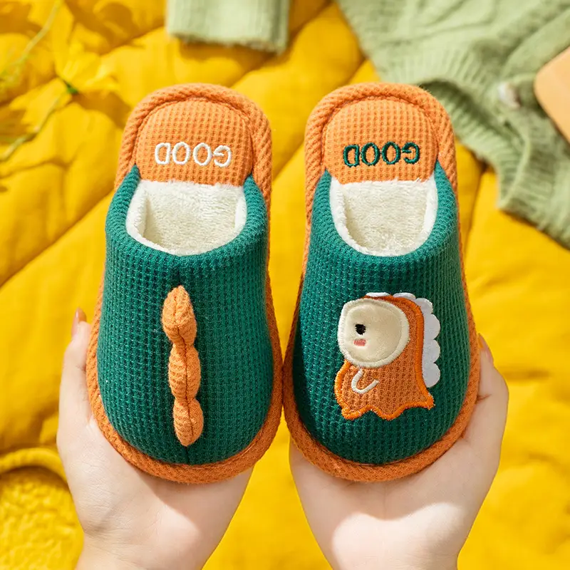 Children's cotton slippers for boys and girls indoor and outdoor home soft bottom non-slip for large children cute cartoon warm slippers