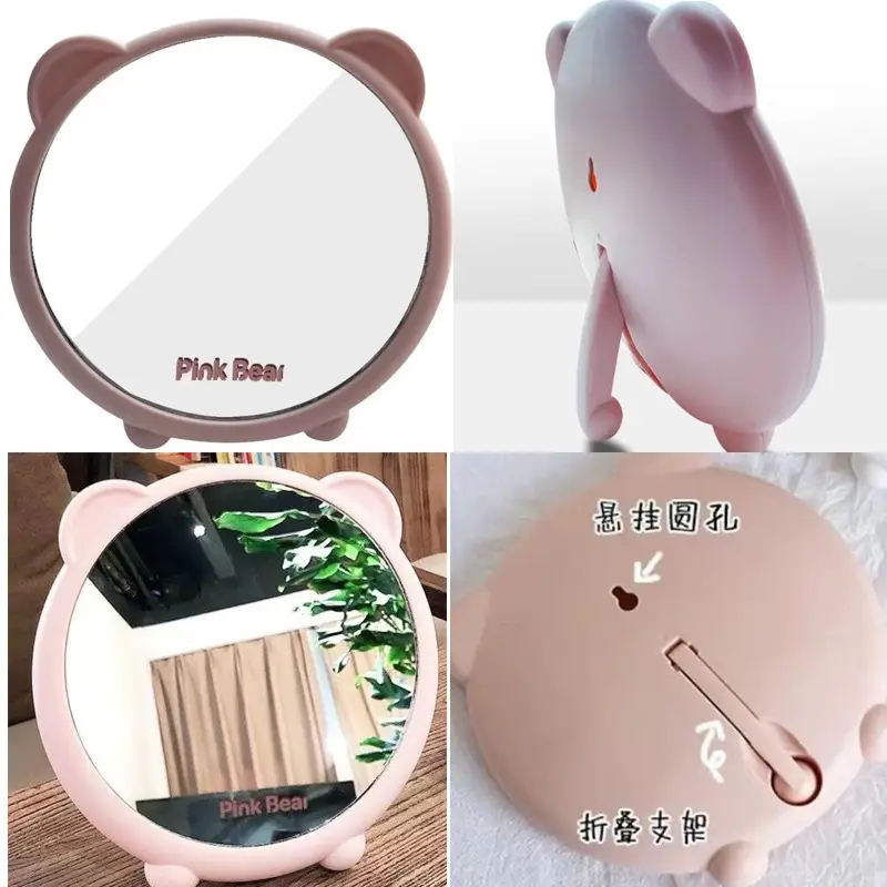 Red Makeup Mirror with Handle and 10cm Size - Image 22