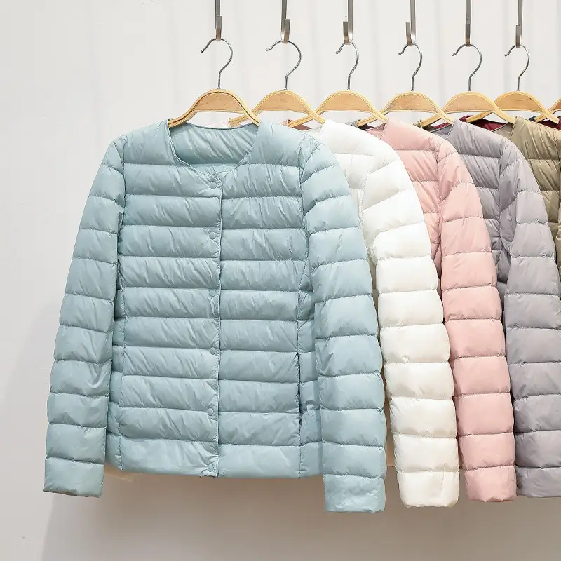 Women Maroon Puffer Jacket Round Neck Collar - Image 12