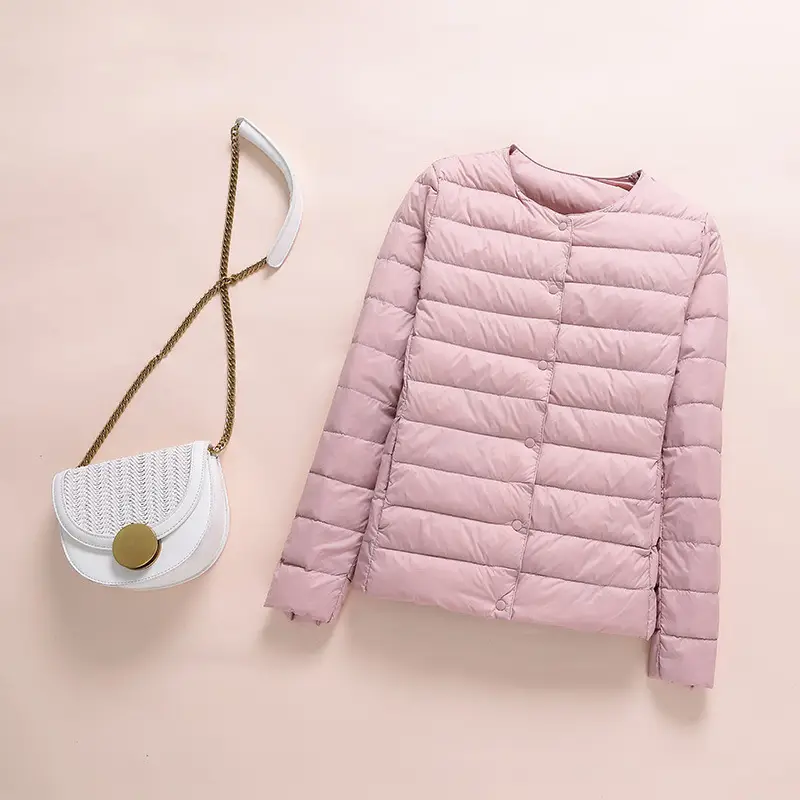 Women Maroon Puffer Jacket Round Neck Collar - Image 4