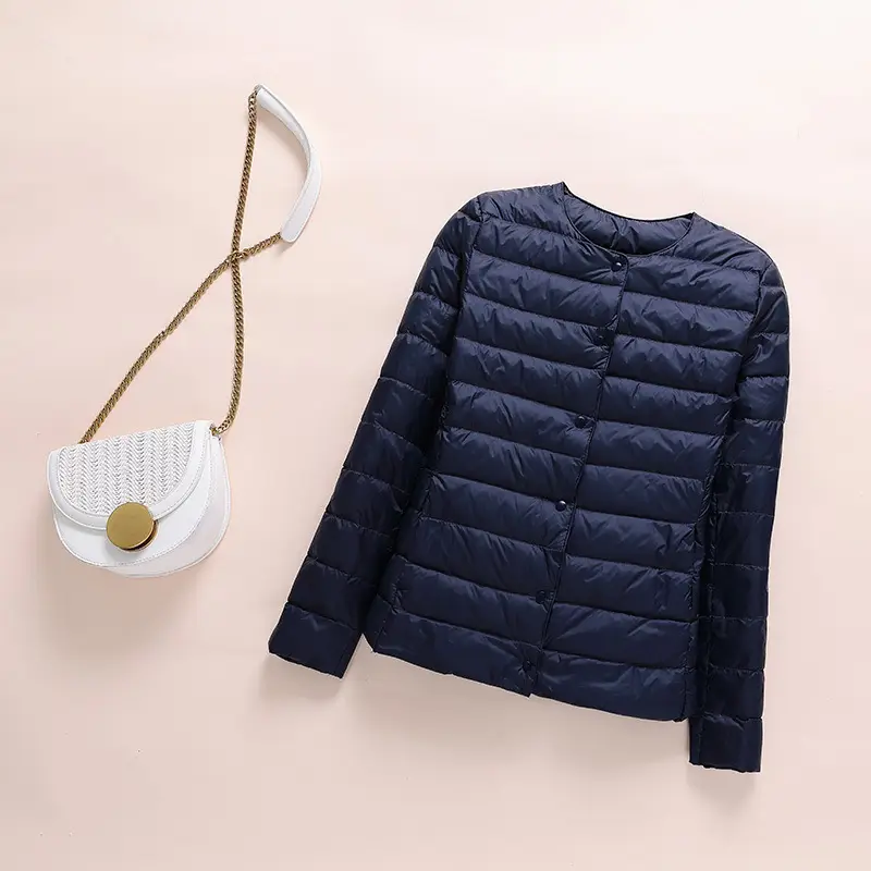 Women Maroon Puffer Jacket Round Neck Collar - Image 10
