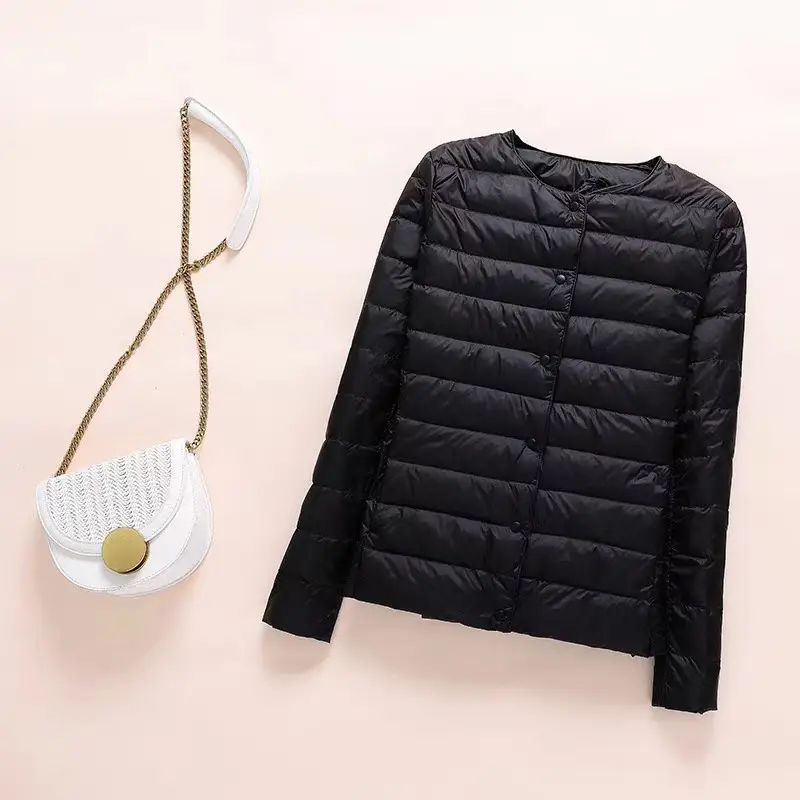 Women Maroon Puffer Jacket Round Neck Collar - Image 3