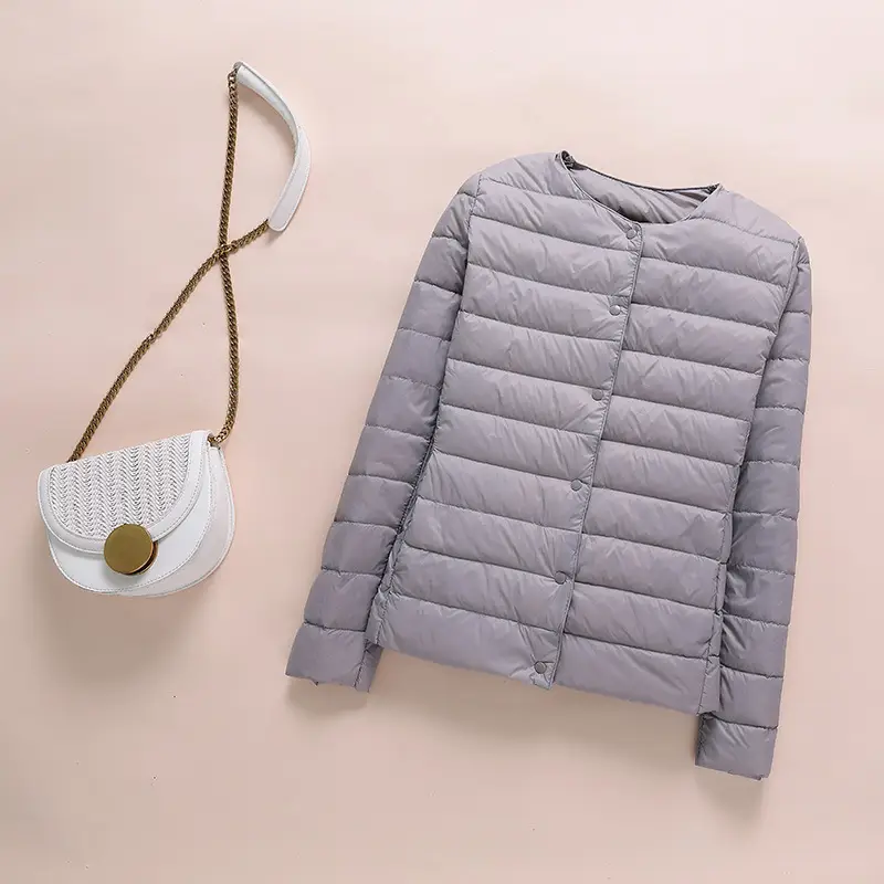 Women Maroon Puffer Jacket Round Neck Collar - Image 6
