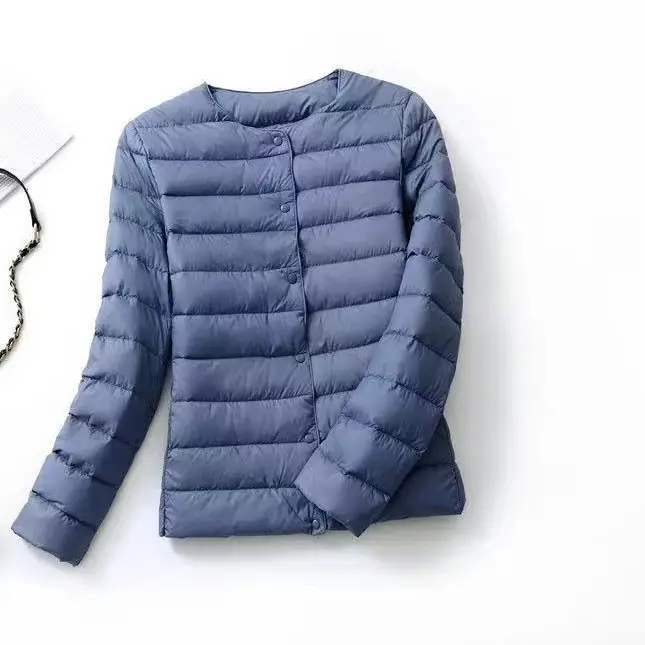 Women Maroon Puffer Jacket Round Neck Collar - Image 8