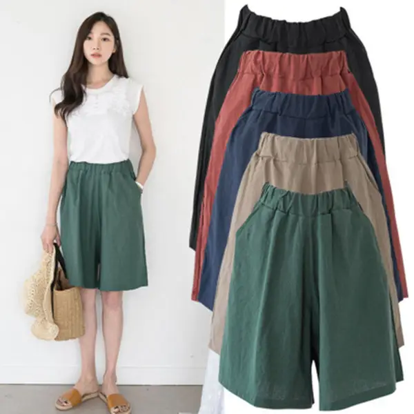 Women Cotton Linen 5-Pc Shorts Large Size - Image 9