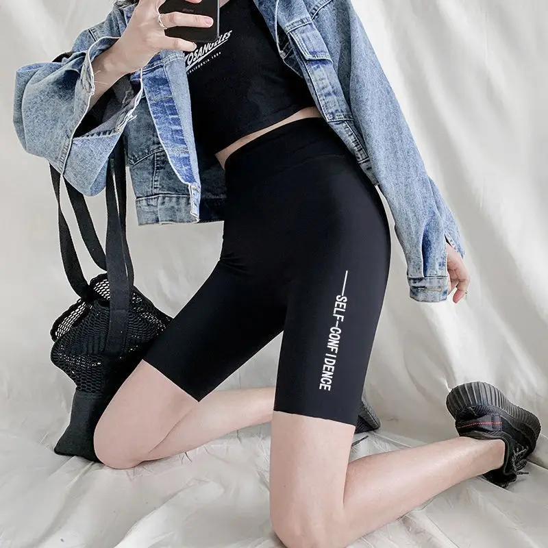 Women Black High Performance Shark Pants with C Logo