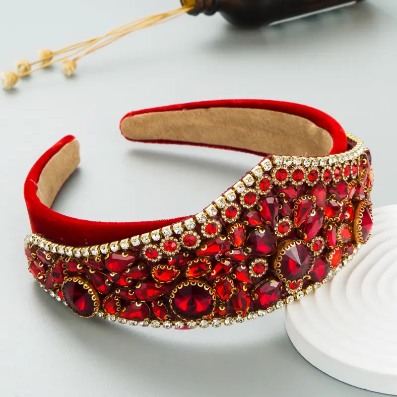 Crown Headband with Red Crystal Decor for Women - Image 2