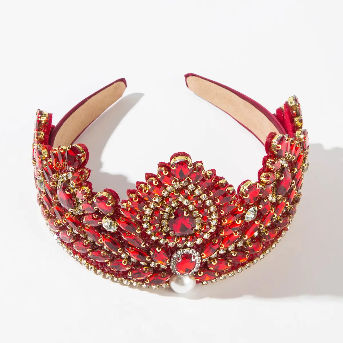 Crown Headband with Red Crystal Decor for Women - Image 8