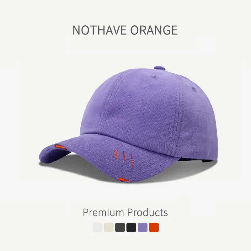 Men Women Distressed Baseball Cap Purple - Image 6