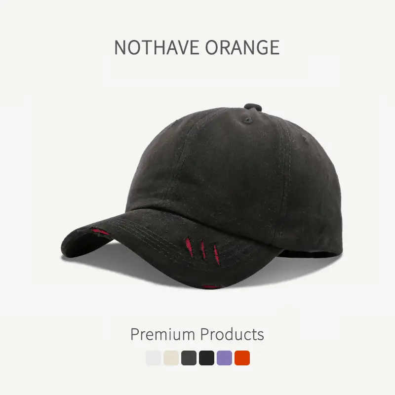 Men Women Distressed Baseball Cap Purple - Image 2