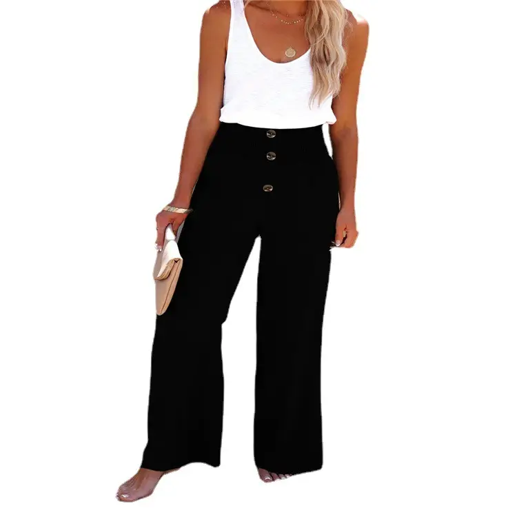 Women's Elastic Waist Loose Pants Olive Green Wide Leg - Image 11