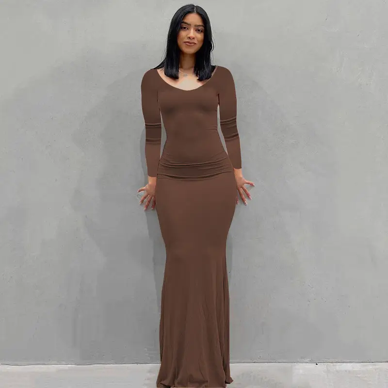 2023 Kardashian Skims Black Long Sleeve Dress for Women