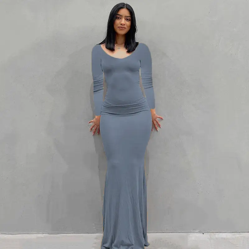 2023 Kardashian Skims Black Long Sleeve Dress for Women