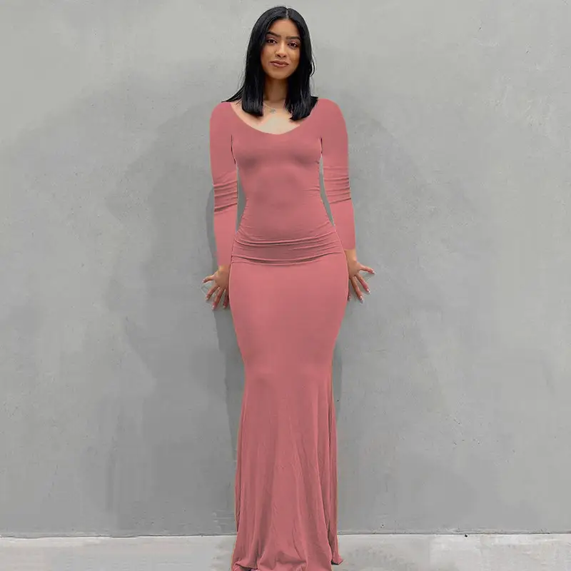 2023 Kardashian Skims Black Long Sleeve Dress for Women