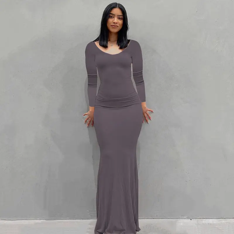 2023 Kardashian Skims Black Long Sleeve Dress for Women
