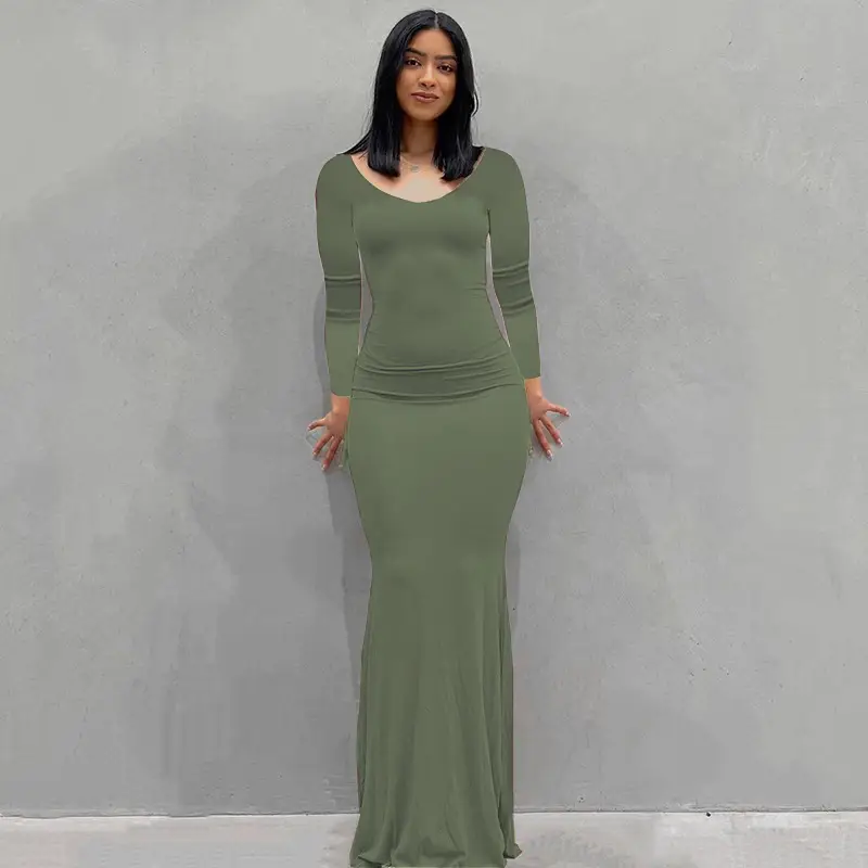 2023 Kardashian Skims Black Long Sleeve Dress for Women