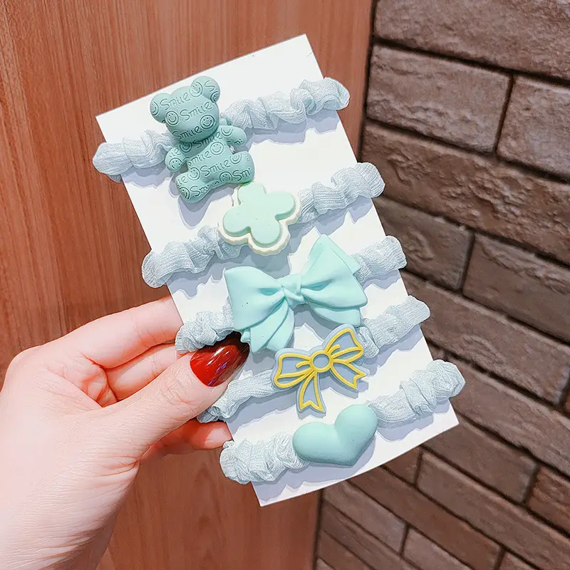5 Pcs Korean Style Baby Hair Ties Rubber Band - Image 3