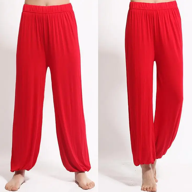Maroon Wide Leg Modal Pants for Men Women Spring Summer - Image 13