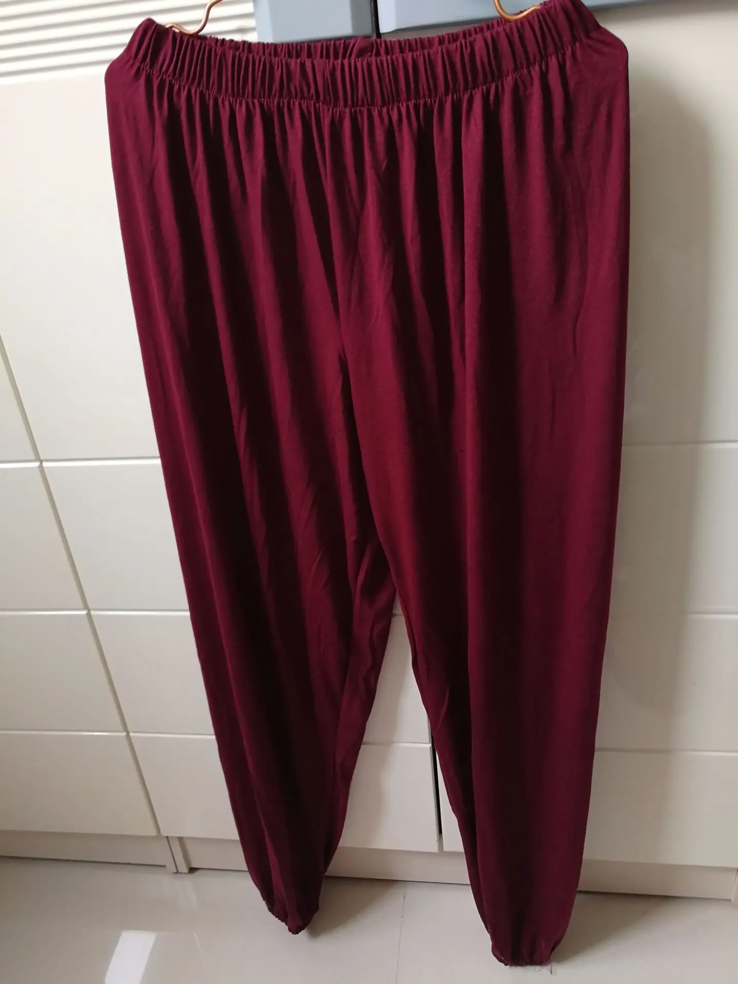 Maroon Wide Leg Modal Pants for Men Women Spring Summer - Image 9