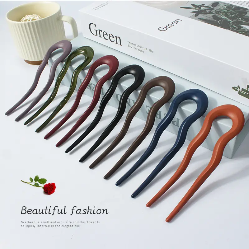 U-Shaped Felt Hair Clip Green Factory Direct - Image 9