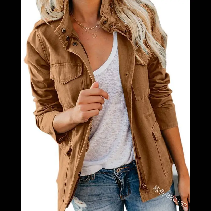 Women's Slim Fit Blue Zipper Jacket Spring Autumn - Image 2
