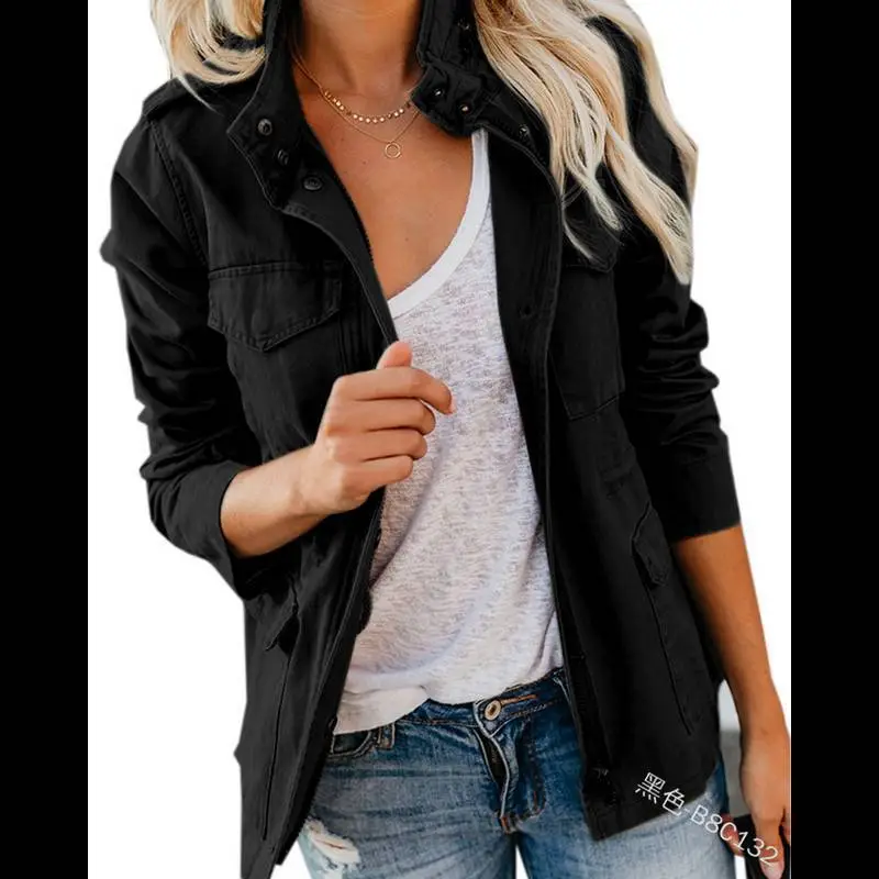 Women's Slim Fit Blue Zipper Jacket Spring Autumn - Image 4