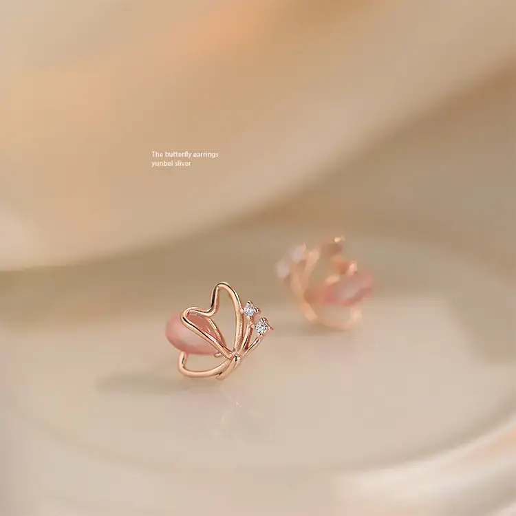 Pink Butterfly Earrings Light Luxury Fashion Girl All-match Ins Style Elegant Autumn and Winter Women's Earrings — feature 12