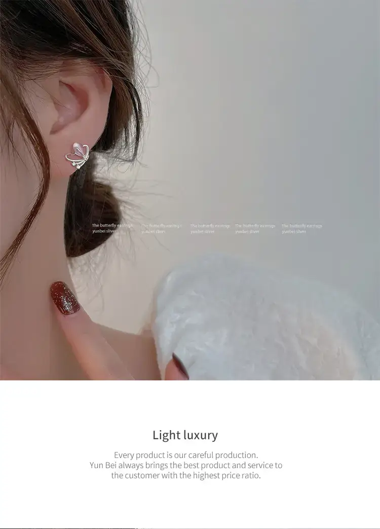Pink Butterfly Earrings Light Luxury Fashion Girl All-match Ins Style Elegant Autumn and Winter Women's Earrings — feature 9