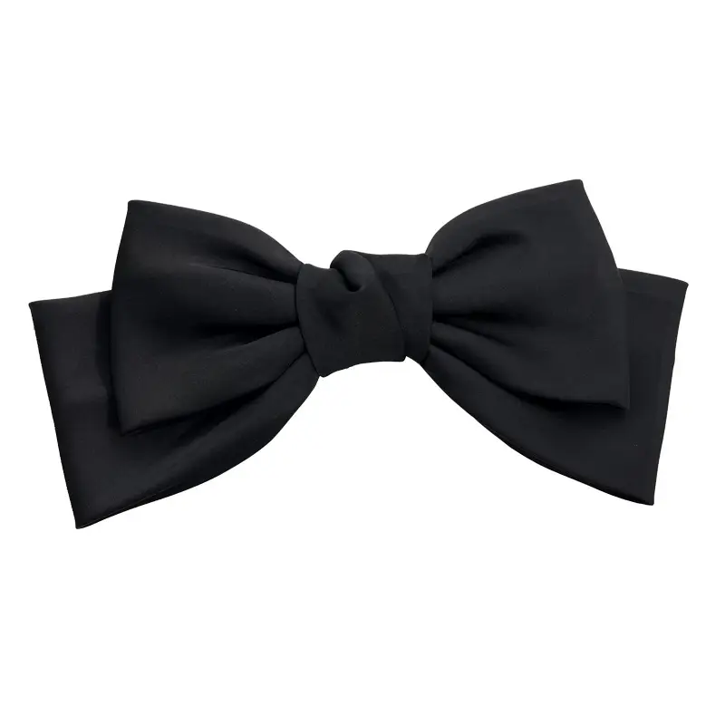 Black Satin Large Bow Hair Clip for Women - Image 6