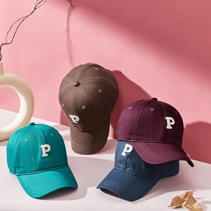 Men P Letter Cap Beige Baseball Cap