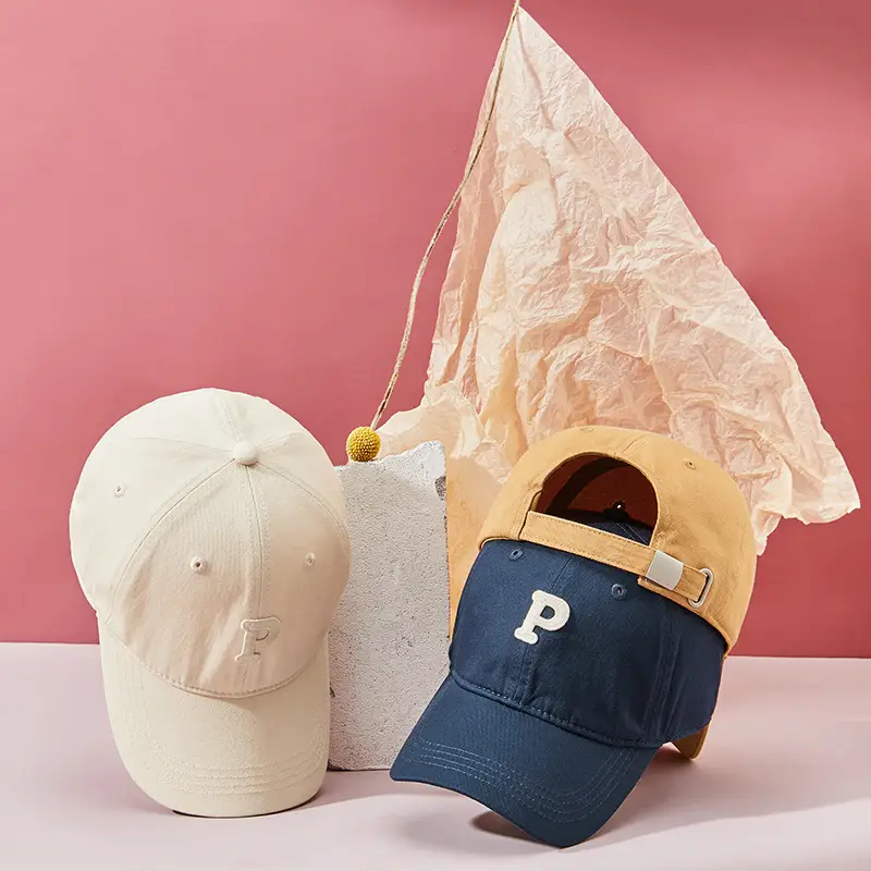 Men P Letter Cap Beige Baseball Cap