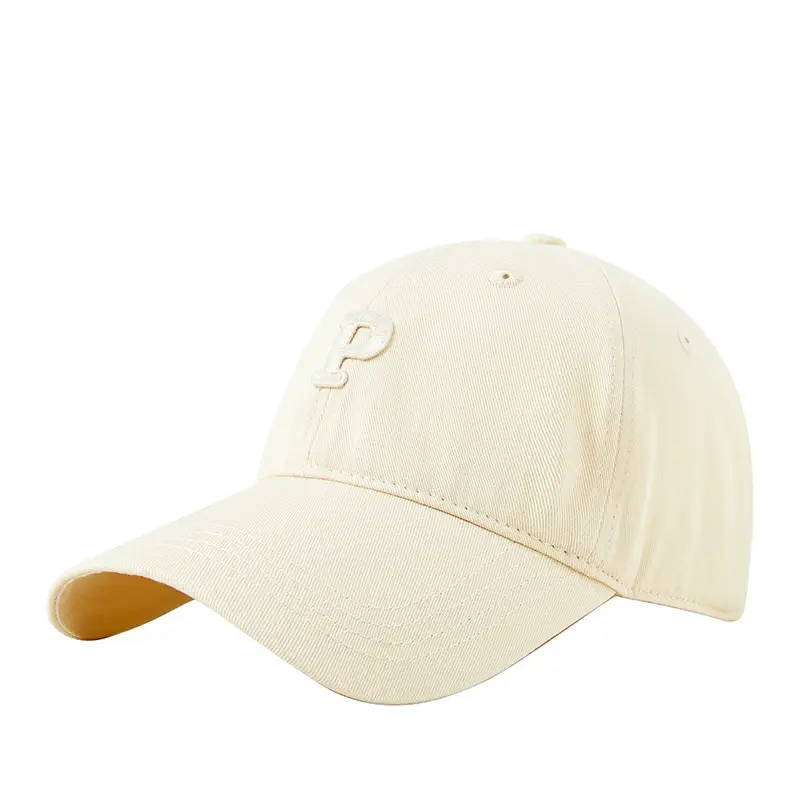 Men P Letter Cap Beige Baseball Cap