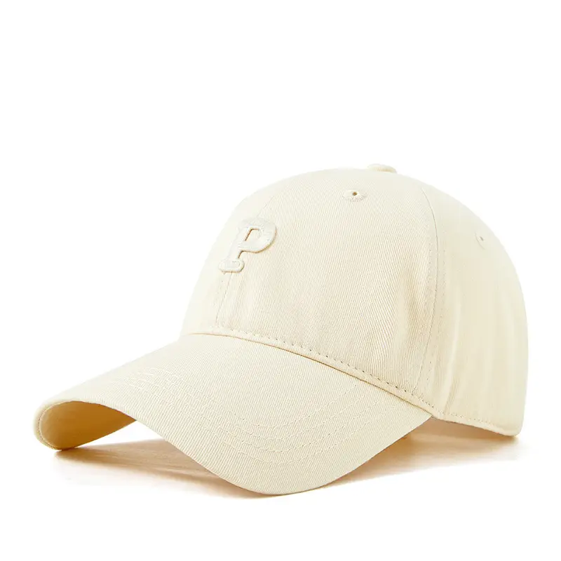 Men P Letter Cap Beige Baseball Cap
