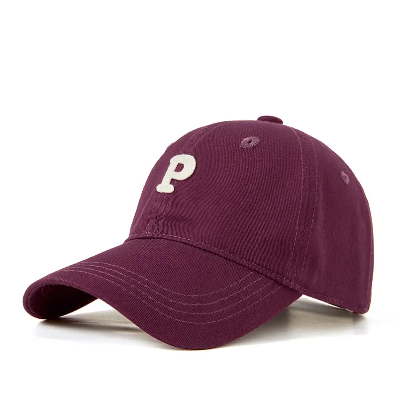 Men P Letter Cap Beige Baseball Cap