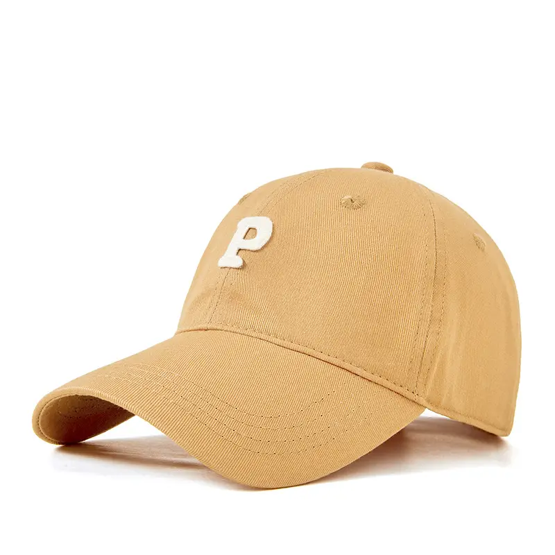 Men P Letter Cap Beige Baseball Cap