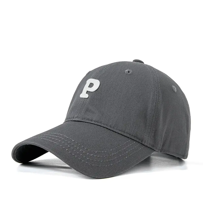 Men P Letter Cap Beige Baseball Cap