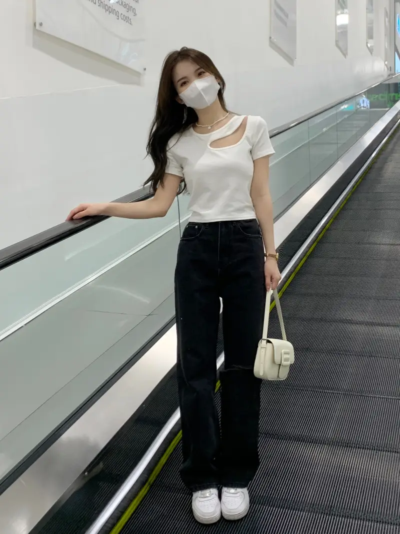 2025 Women Black Hollow Slim Fit T-Shirt — feature 17