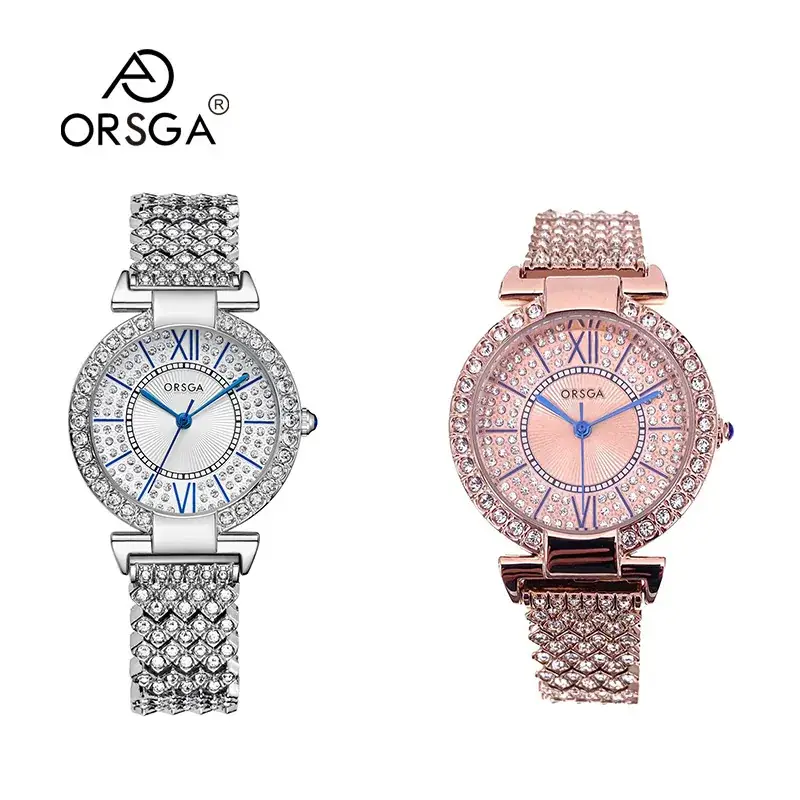 Oshica Full Diamond Ladies Watch with Quartz Steel Band