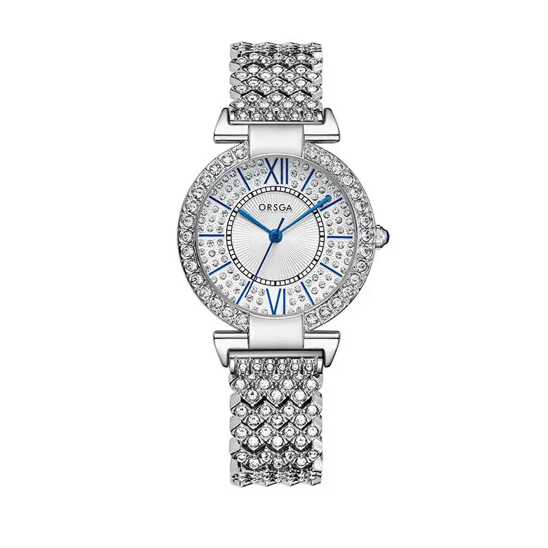 Oshica Full Diamond Ladies Watch with Quartz Steel Band