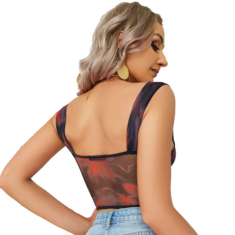 Women's Mesh Printed Bra Top Ultra Short European American Hotties — feature 20
