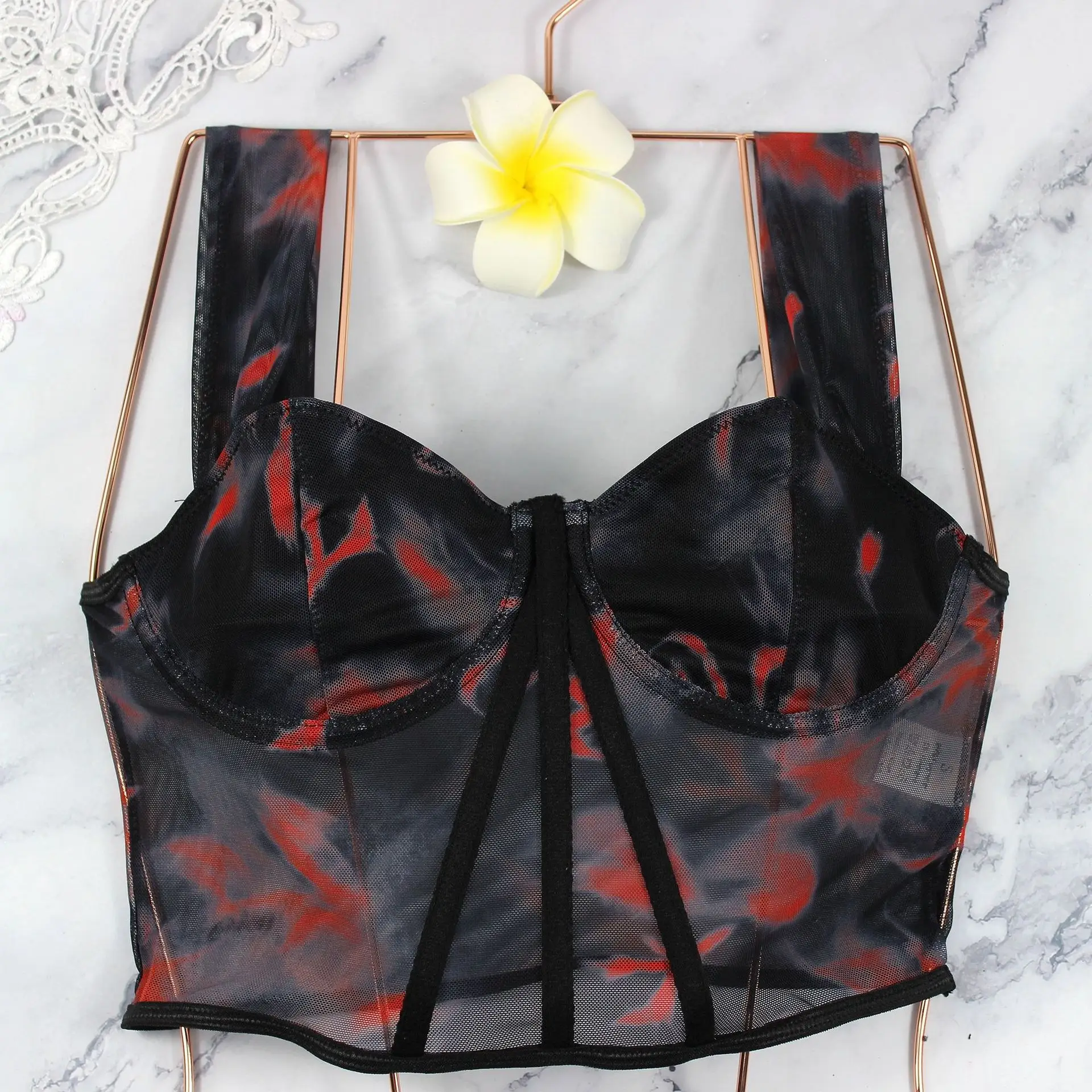 Women's Mesh Printed Bra Top Ultra Short European American Hotties — feature 21