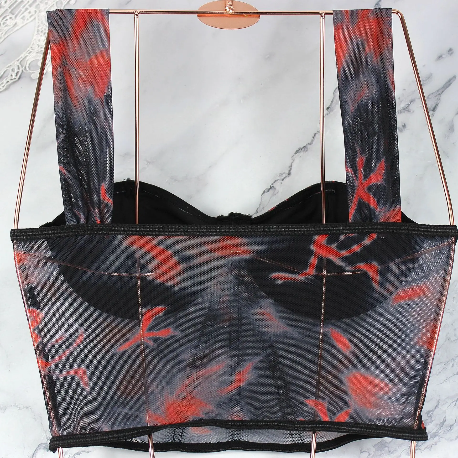 Women's Mesh Printed Bra Top Ultra Short European American Hotties — feature 22