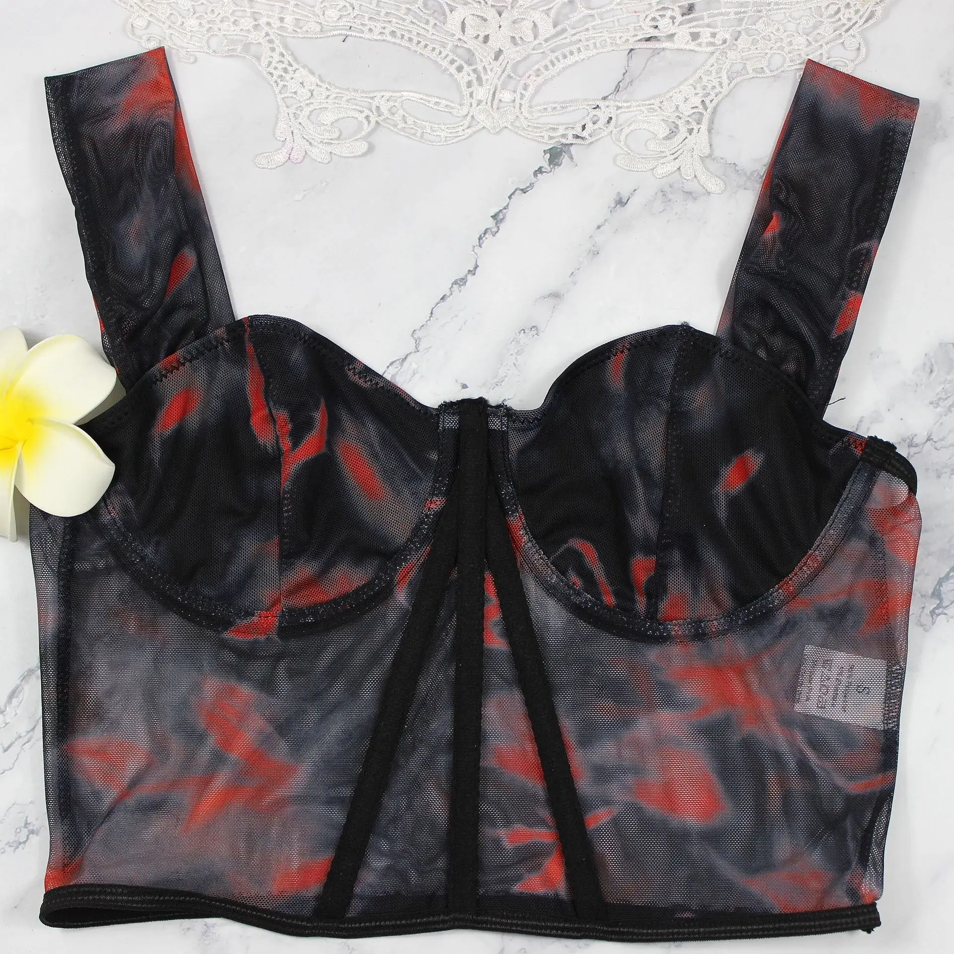 Women's Mesh Printed Bra Top Ultra Short European American Hotties — feature 23