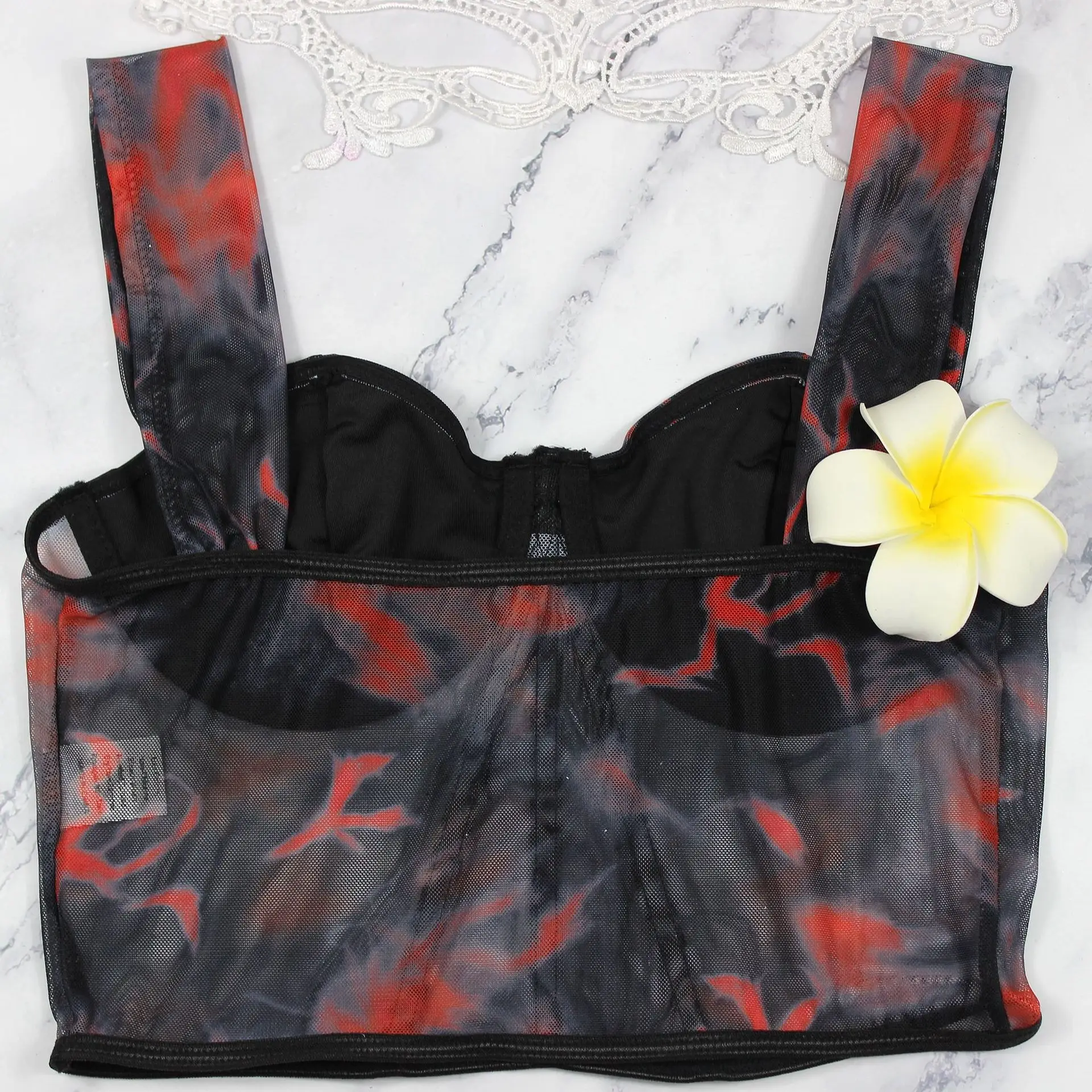 Women's Mesh Printed Bra Top Ultra Short European American Hotties — feature 24