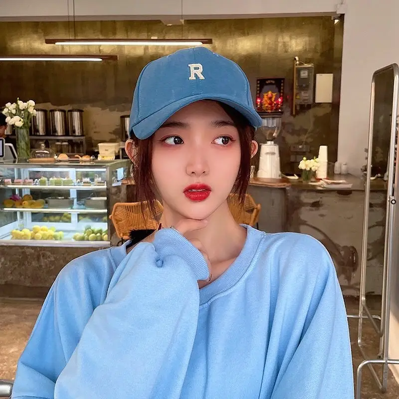 Women's Red Letter R Baseball Cap with Embroidery - Image 3